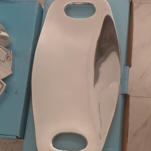 Nambe Polished Silver Serving Tray And Nambe Hot Pad